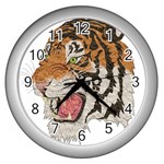 Tiger Tiger Png Lion Animal Wall Clocks (Silver)  Front