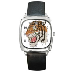 Tiger Tiger Png Lion Animal Square Metal Watch by Simbadda