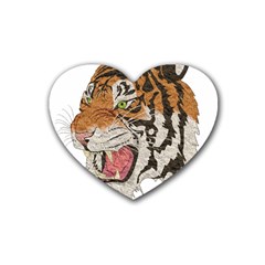 Tiger Tiger Png Lion Animal Rubber Coaster (heart)  by Simbadda