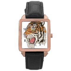 Tiger Tiger Png Lion Animal Rose Gold Leather Watch  by Simbadda