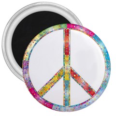 Flourish Decorative Peace Sign 3  Magnets by Simbadda