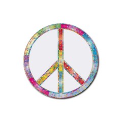 Flourish Decorative Peace Sign Rubber Coaster (round)  by Simbadda