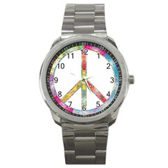 Flourish Decorative Peace Sign Sport Metal Watch by Simbadda