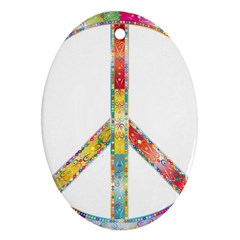 Flourish Decorative Peace Sign Oval Ornament (two Sides) by Simbadda