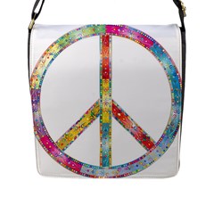 Flourish Decorative Peace Sign Flap Messenger Bag (l)  by Simbadda