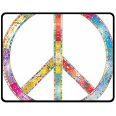 Flourish Decorative Peace Sign Double Sided Fleece Blanket (medium)  by Simbadda