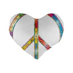 Flourish Decorative Peace Sign Standard 16  Premium Flano Heart Shape Cushions by Simbadda