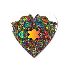 Mandala Floral Flower Abstract Heart Magnet by Simbadda