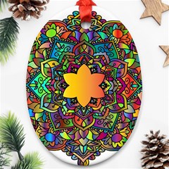 Mandala Floral Flower Abstract Oval Ornament (two Sides) by Simbadda