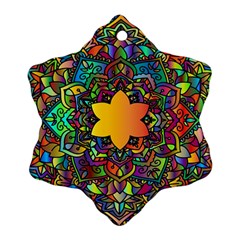 Mandala Floral Flower Abstract Snowflake Ornament (two Sides) by Simbadda