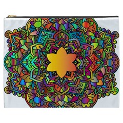 Mandala Floral Flower Abstract Cosmetic Bag (xxxl)  by Simbadda