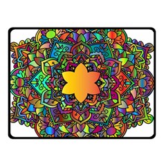 Mandala Floral Flower Abstract Double Sided Fleece Blanket (small)  by Simbadda