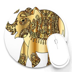 Gold Elephant Pachyderm Round Mousepads by Simbadda