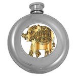 Gold Elephant Pachyderm Round Hip Flask (5 oz) Front