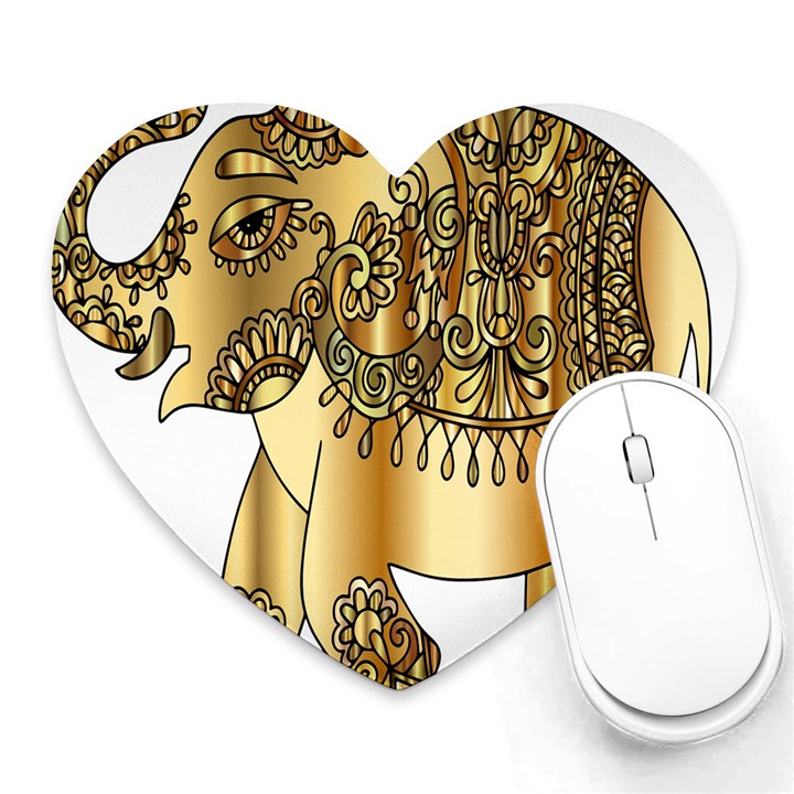 Gold Elephant Pachyderm Heart Mousepads