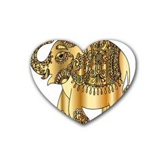 Gold Elephant Pachyderm Heart Coaster (4 Pack)  by Simbadda