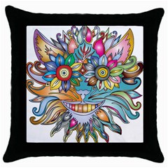 Anthropomorphic Flower Floral Plant Throw Pillow Case (black) by Simbadda