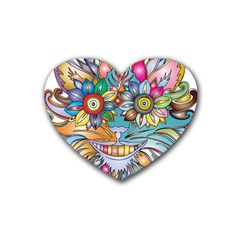 Anthropomorphic Flower Floral Plant Heart Coaster (4 Pack)  by Simbadda