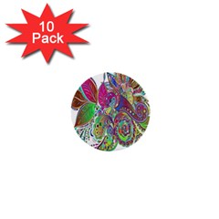 Floral Flowers Ornamental 1  Mini Buttons (10 Pack) 