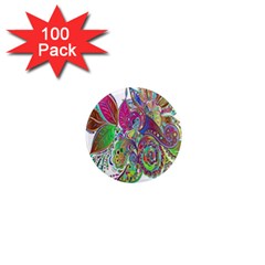 Floral Flowers Ornamental 1  Mini Magnets (100 Pack)  by Simbadda