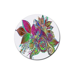 Floral Flowers Ornamental Rubber Coaster (round)  by Simbadda