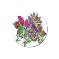 Floral Flowers Ornamental Magnet 3  (round) by Simbadda