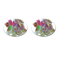 Floral Flowers Ornamental Cufflinks (oval) by Simbadda