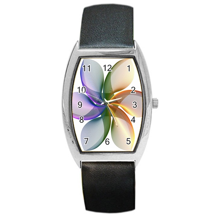 Abstract Geometric Line Art Barrel Style Metal Watch