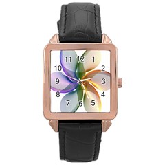 Abstract Geometric Line Art Rose Gold Leather Watch  by Simbadda