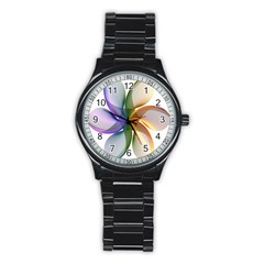 Abstract Geometric Line Art Stainless Steel Round Watch by Simbadda