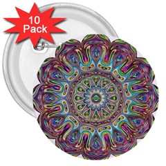 Mandala Decorative Ornamental 3  Buttons (10 Pack)  by Simbadda