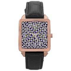 Hypnotic Geometric Pattern Rose Gold Leather Watch  by dflcprints