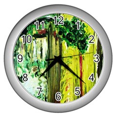 Old Tree And House With An Arch 8 Wall Clocks (silver)  by bestdesignintheworld