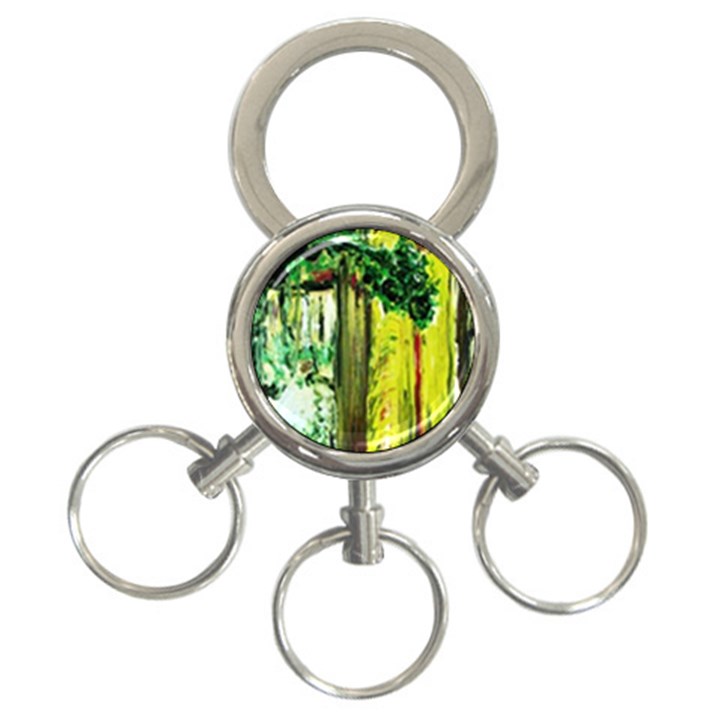 Old Tree And House With An Arch 8 3-Ring Key Chains