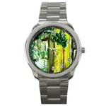 Old Tree And House With An Arch 8 Sport Metal Watch Front