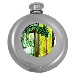 Old Tree And House With An Arch 8 Round Hip Flask (5 Oz) by bestdesignintheworld