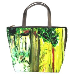 Old Tree And House With An Arch 8 Bucket Bags by bestdesignintheworld