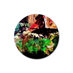 Old Tree And House With An Arch 7 Rubber Coaster (round)  by bestdesignintheworld