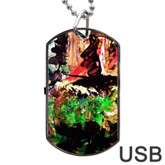 Old Tree And House With An Arch 7 Dog Tag Usb Flash (one Side) by bestdesignintheworld