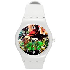 Old Tree And House With An Arch 7 Round Plastic Sport Watch (m) by bestdesignintheworld