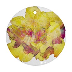 Yellow Rose Ornament (round) by aumaraspiritart