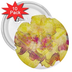 Yellow Rose 3  Buttons (10 Pack) 