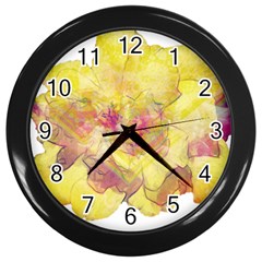 Yellow Rose Wall Clocks (black) by aumaraspiritart