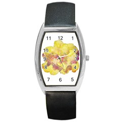 Yellow Rose Barrel Style Metal Watch by aumaraspiritart