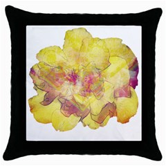 Yellow Rose Throw Pillow Case (black)