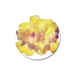 Yellow Rose Magnet 3  (round) by aumaraspiritart