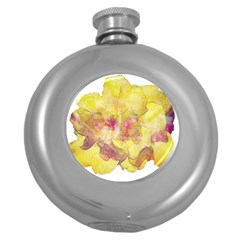 Yellow Rose Round Hip Flask (5 Oz) by aumaraspiritart