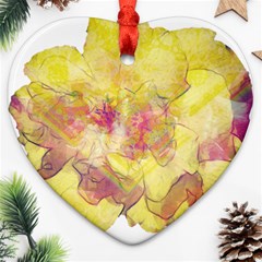 Yellow Rose Heart Ornament (two Sides) by aumaraspiritart