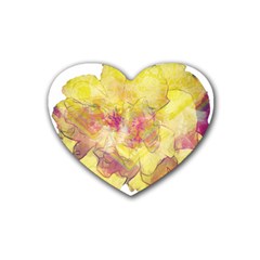 Yellow Rose Rubber Coaster (heart)  by aumaraspiritart