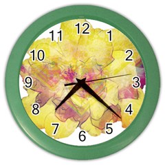 Yellow Rose Color Wall Clocks by aumaraspiritart